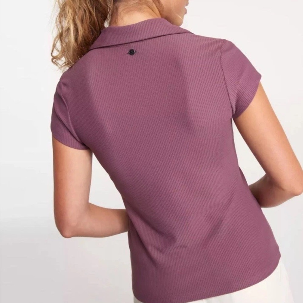CALIA Golf XXL Women's Ribbed Johnny Collar Polo Plum Raisin NWT - Picture 8 of 9